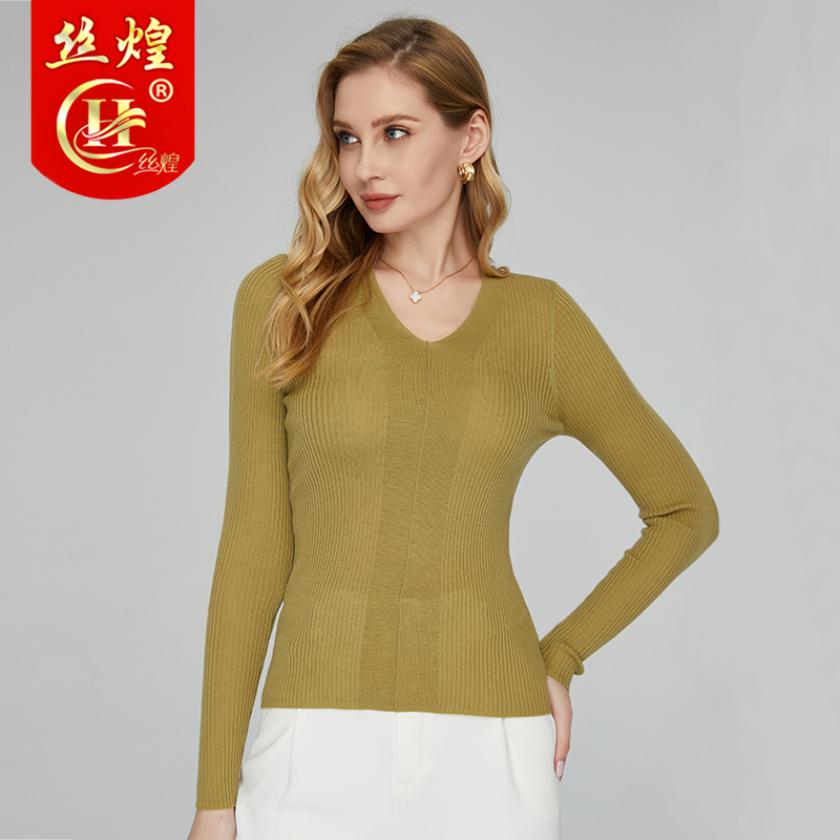18针杨子纱V领羊毛衫