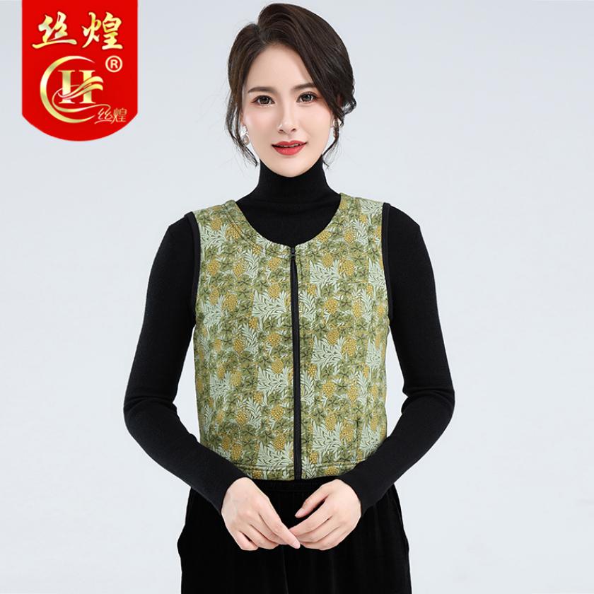 拉链款无袖女桑蚕丝马甲