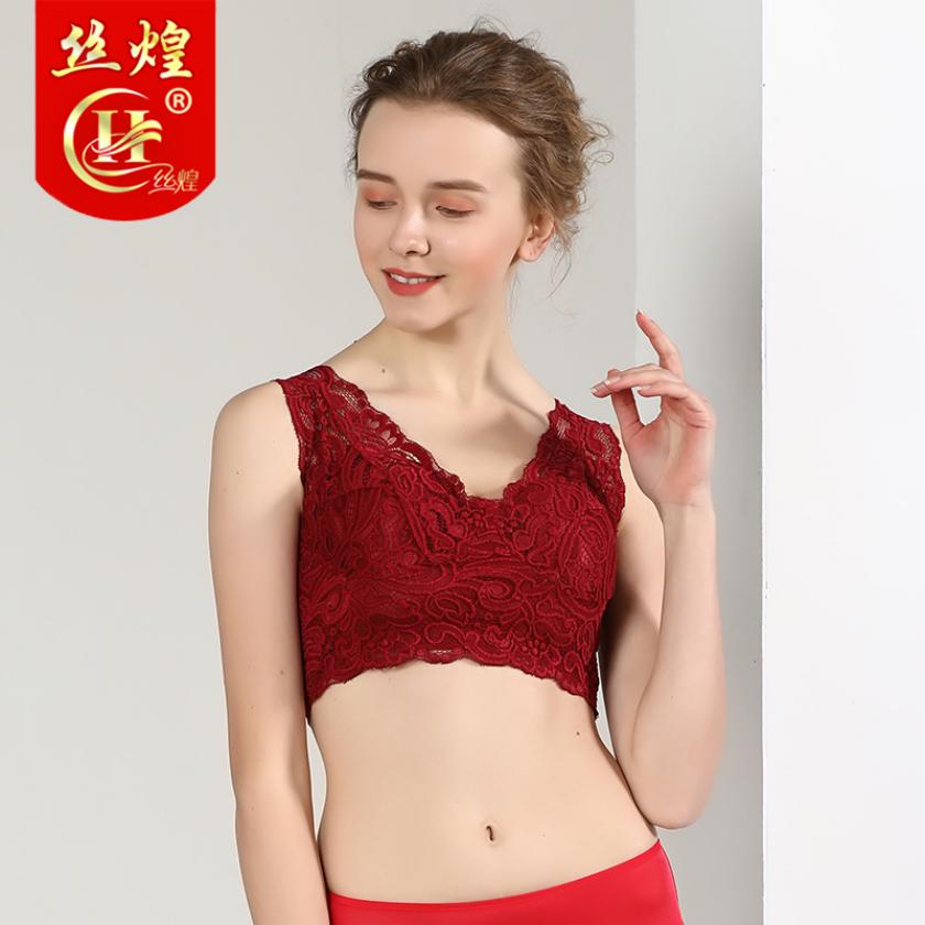 蕾丝带插片背心式文胸