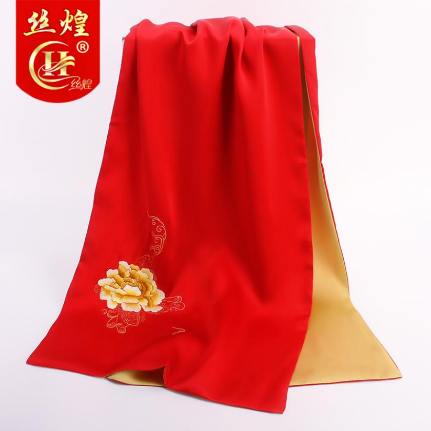 刺绣双层丝巾155x35