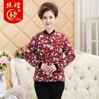 钮扣款长袖女桑蚕丝棉袄