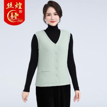 钮扣款无袖女桑蚕丝马甲