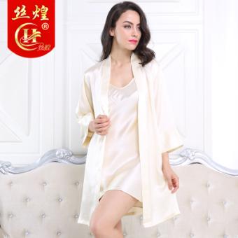 19姆真丝刺绣吊带睡袍