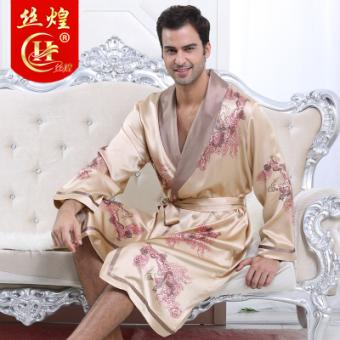 22姆米烫金男真丝睡袍