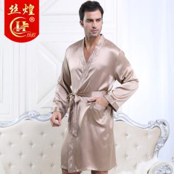 19姆米刺绣男真丝睡袍