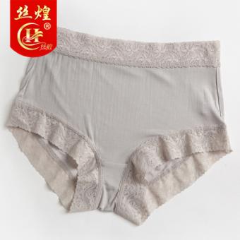 中腰蕾丝针织真丝内裤