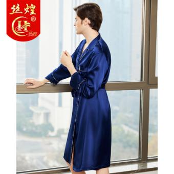 19姆弹力缎男蚕丝睡袍