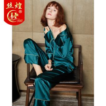 19姆弹力缎女蚕丝睡衣
