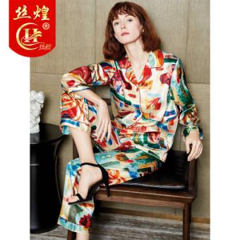 19姆米喷绘女真丝睡衣
